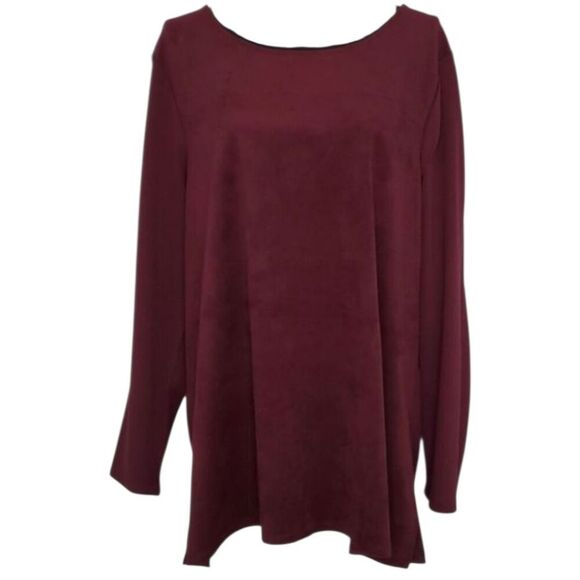 Gorgeous Plus Size Chico's Burgundy Long Sleeve Top NEW - Picture 1 of 8